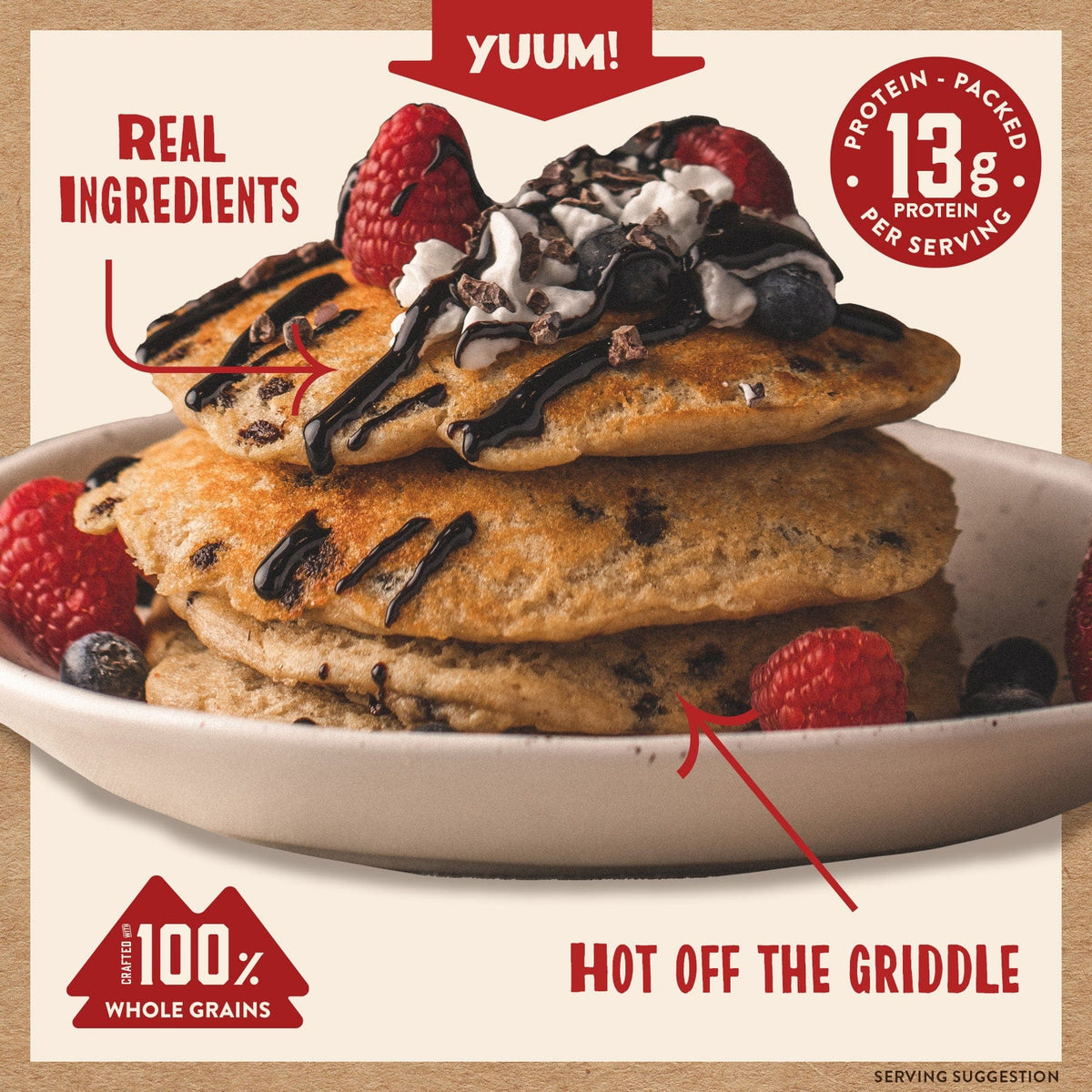  Kodiak Cakes Power Cakes, Pancake & Waffle Mix, Chocolate  Chip, High Protein,100% Whole Grains (Pack of 6) : Grocery & Gourmet Food