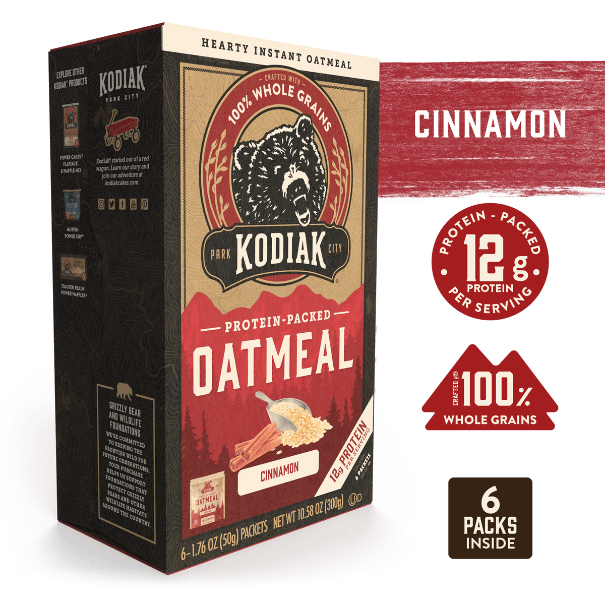 Kodiak Cakes Unleashed Oatmeal, Cinnamon - 2.12 oz