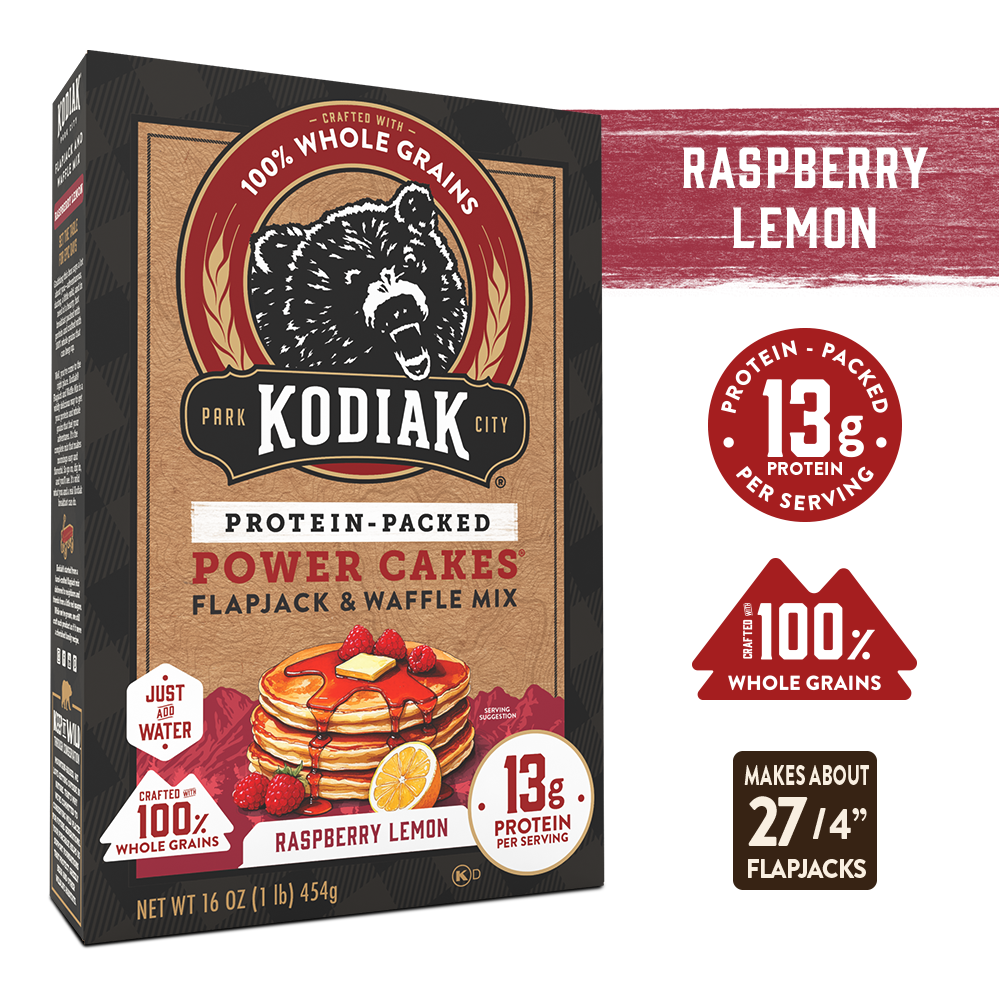 クマサブロー Raspberry Lemon Power Cakes Flapjack & Waffle Mix | Kodiak®