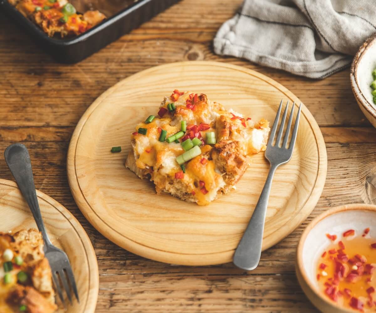 Hot Honey Chicken & Waffle Casserole