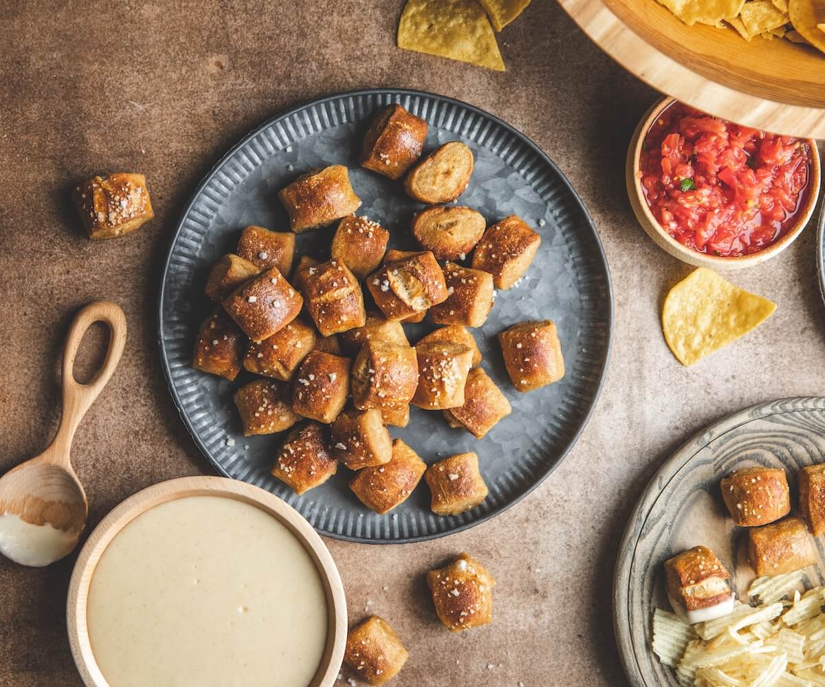 Soft Pretzel Bites with Cheese Sauce