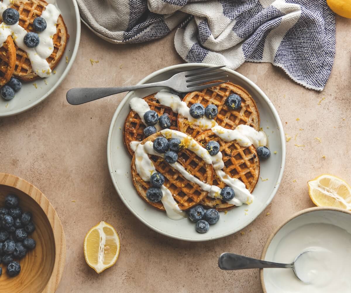 Protein-Packed Blueberry Lemon Waffles