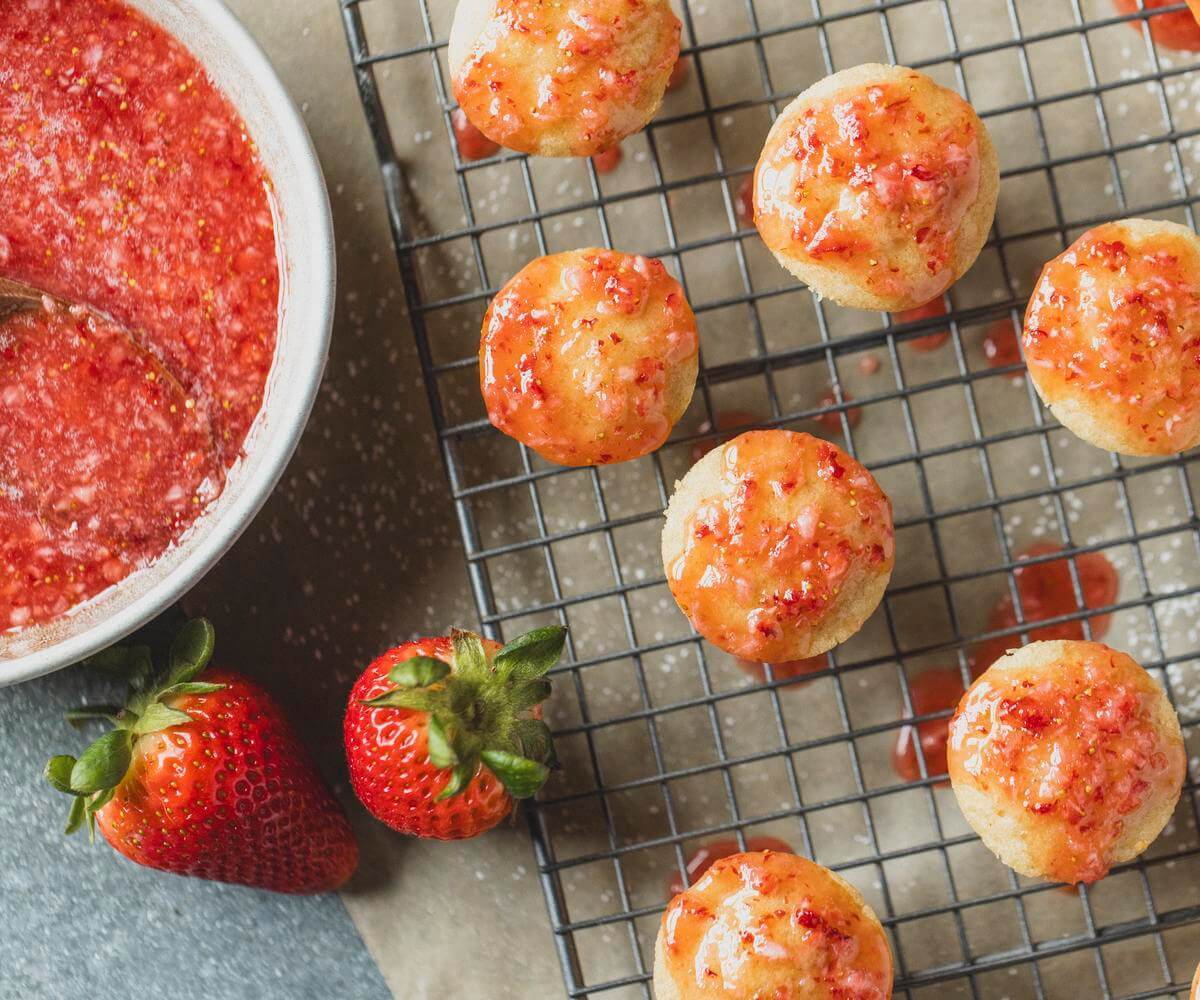 strawberry glazed donut holes