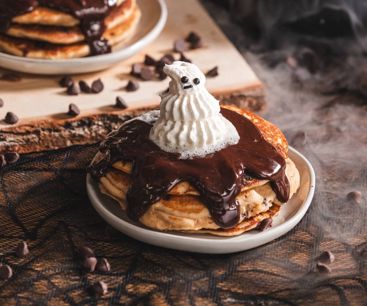 Chocolate Chip Ghost Pancakes