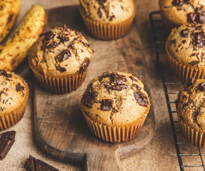 Dark Chocolate Banana Peel Muffins 