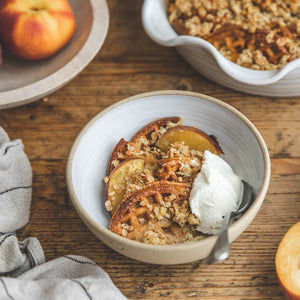 Peach Cobbler Waffle Bake