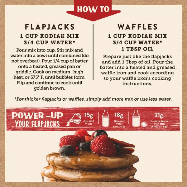 Amazon.com : Kodiak Cakes Protein Pancake Power Cakes, Flapjack and Waffle  Baking Mix, Buttermilk, 20 Oz, (Pack of 6) : Grocery & Gourmet Food