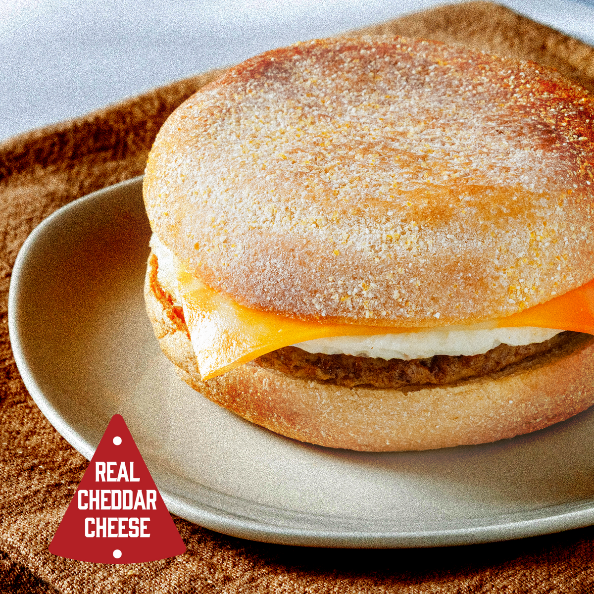 English Muffin Turkey Sausage & Cheddar Breakfast Sandwich