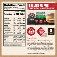 English Muffin Turkey Sausage & Cheddar Breakfast Sandwich