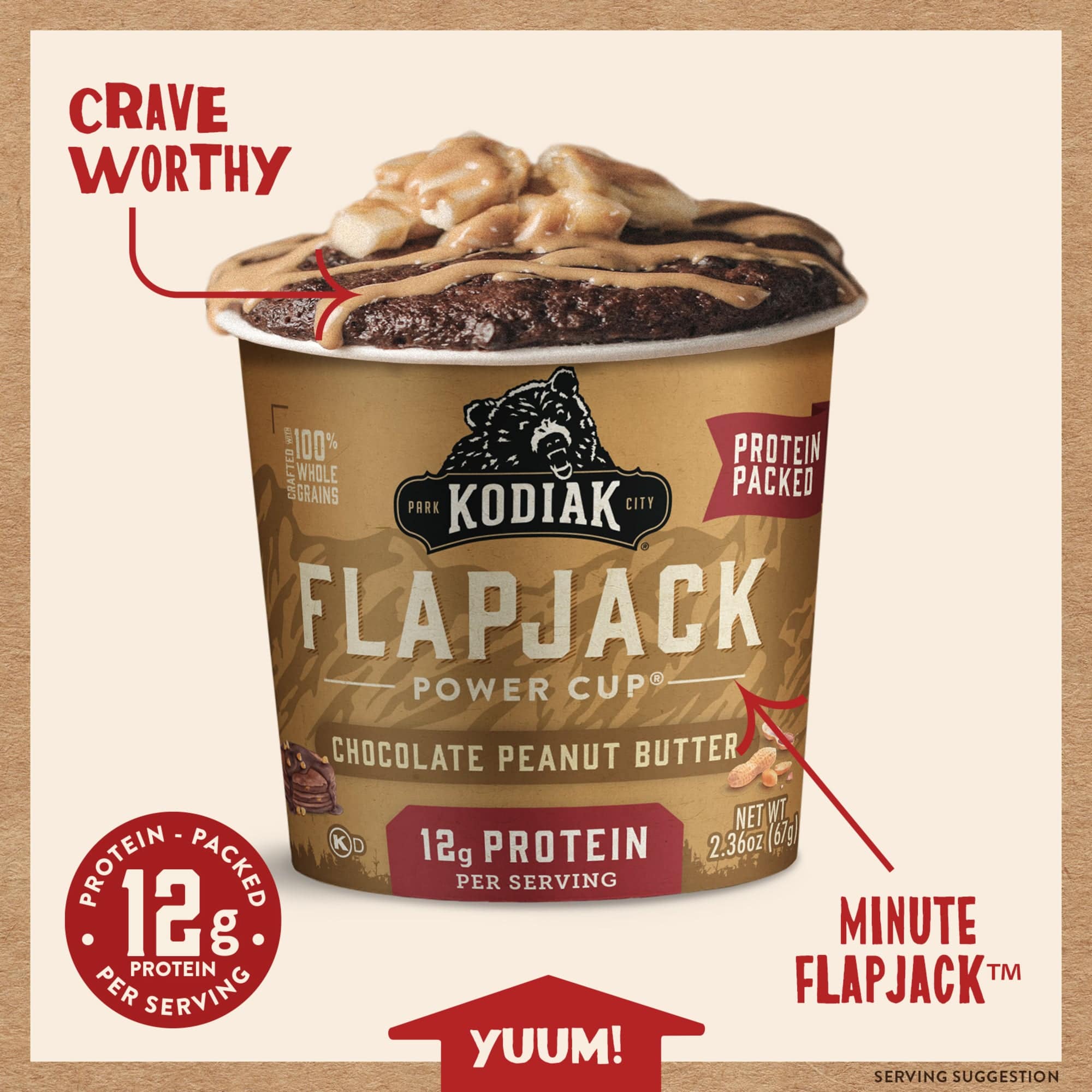 Chocolate Peanut Butter Flapjack Power Cup | Kodiak®