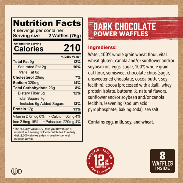 Kodiak Dark Chocolate Waffles Power Waffles Kodiak®