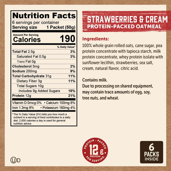 Strawberries & Cream Premium Oatmeal Packets Kodiak®