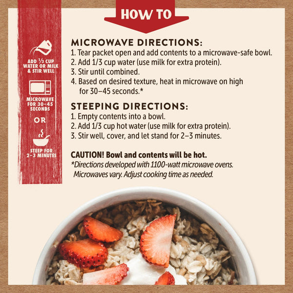 Strawberries & Cream Premium Oatmeal Packets Kodiak®