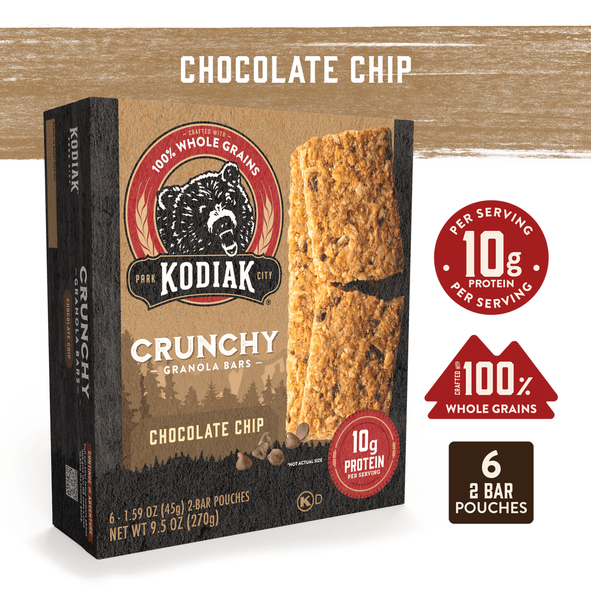 Granola Bar Crunchy Chocolate Chip Flavor Kodiak®