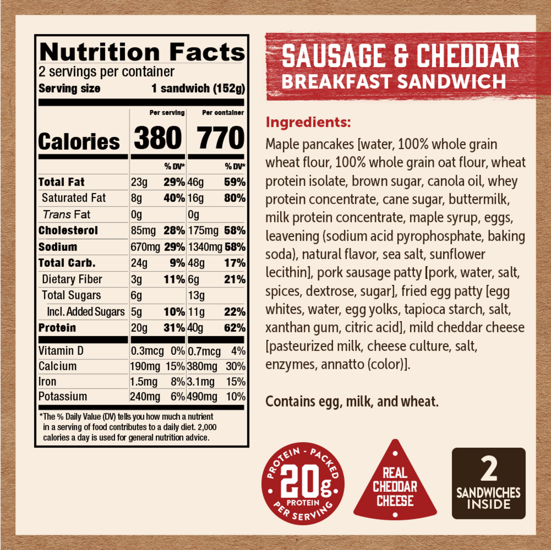 Sausage & Cheddar Cheese Breakfast Sandwich