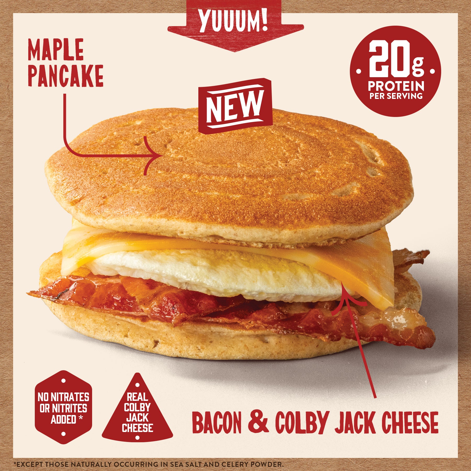 Bacon & Colby Jack Cheese Breakfast Sandwich | Kodiak®
