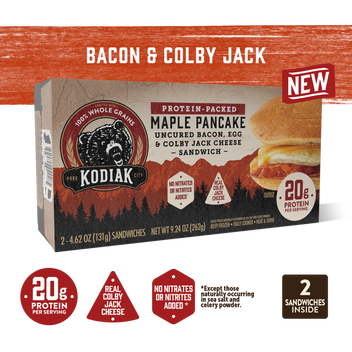 Bacon & Colby Jack Cheese Breakfast Sandwich | Kodiak®