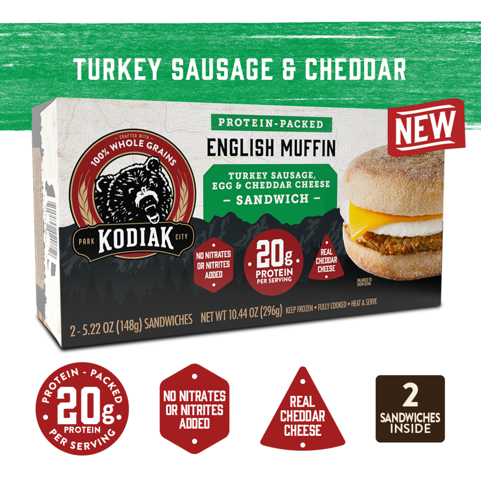 English Muffin Turkey Sausage & Cheddar Breakfast Sandwich