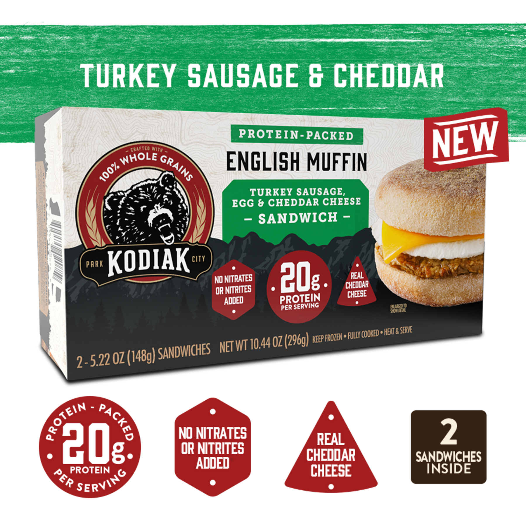English Muffin Turkey Sausage & Cheddar Breakfast Sandwich