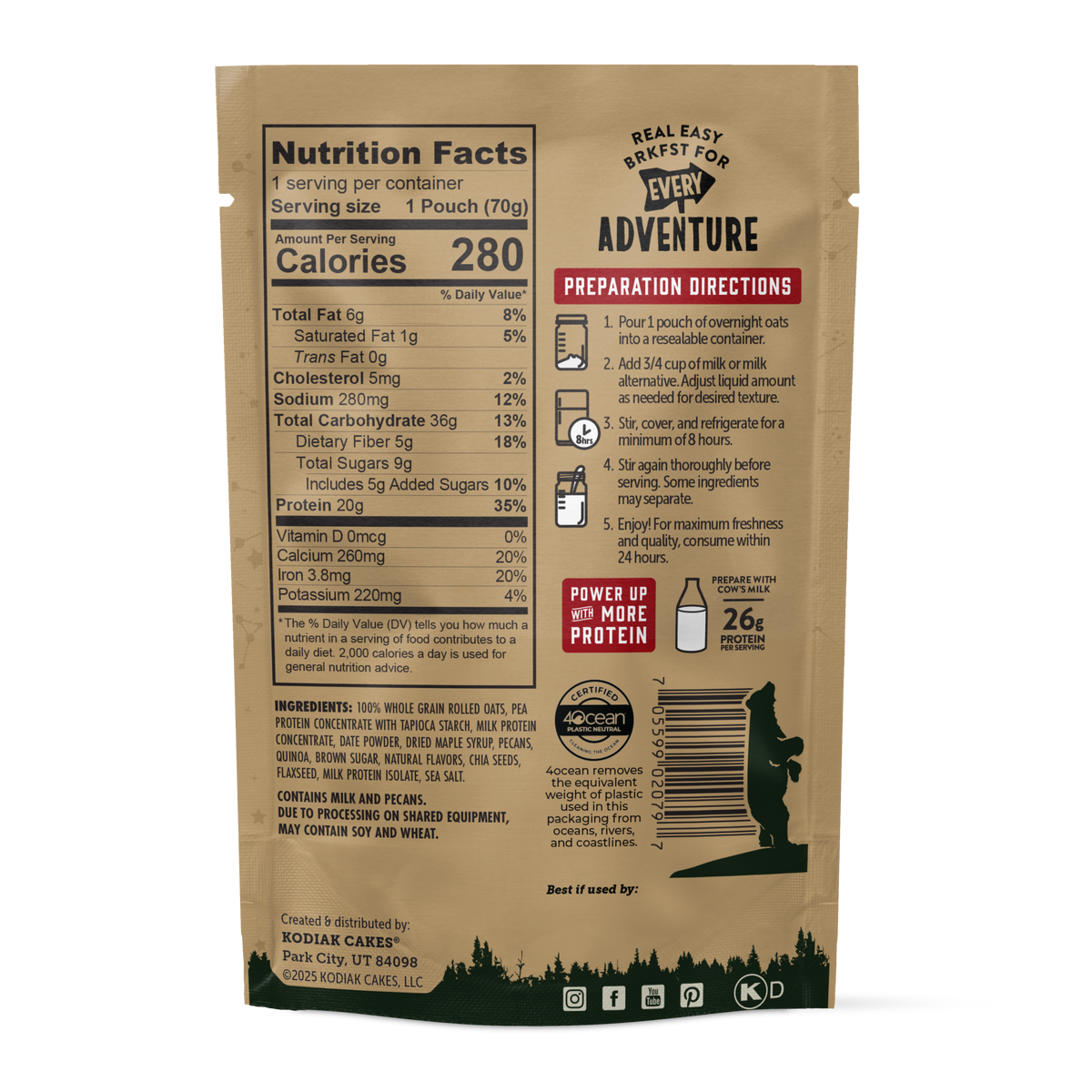 Maple Pecan Overnight Oats – Hearty Breakfast | Kodiak®