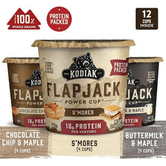 Flapjack Cup Variety Pack: Buttermilk, Chocolate Chip, & S’mores (Pack of 12)